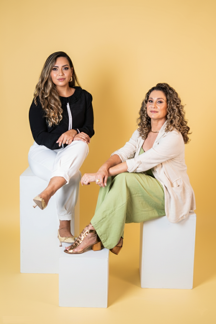 Dupla Priscilla e Rayne, estrategistas de conteúdo e gestão de redes sociais na Prestige Media